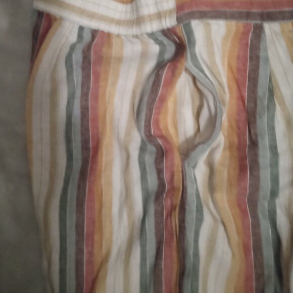 beach lunch lounge women's capri sizeM multicolor stripes elastic waist side poc - Picture 5 of 7